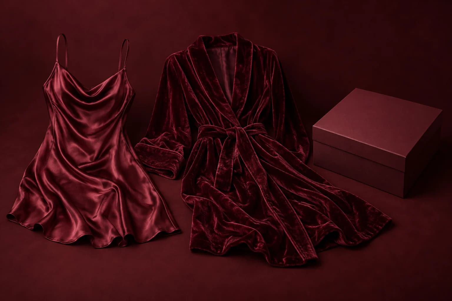 Editorial styling illustration of a complete chemise with a robe