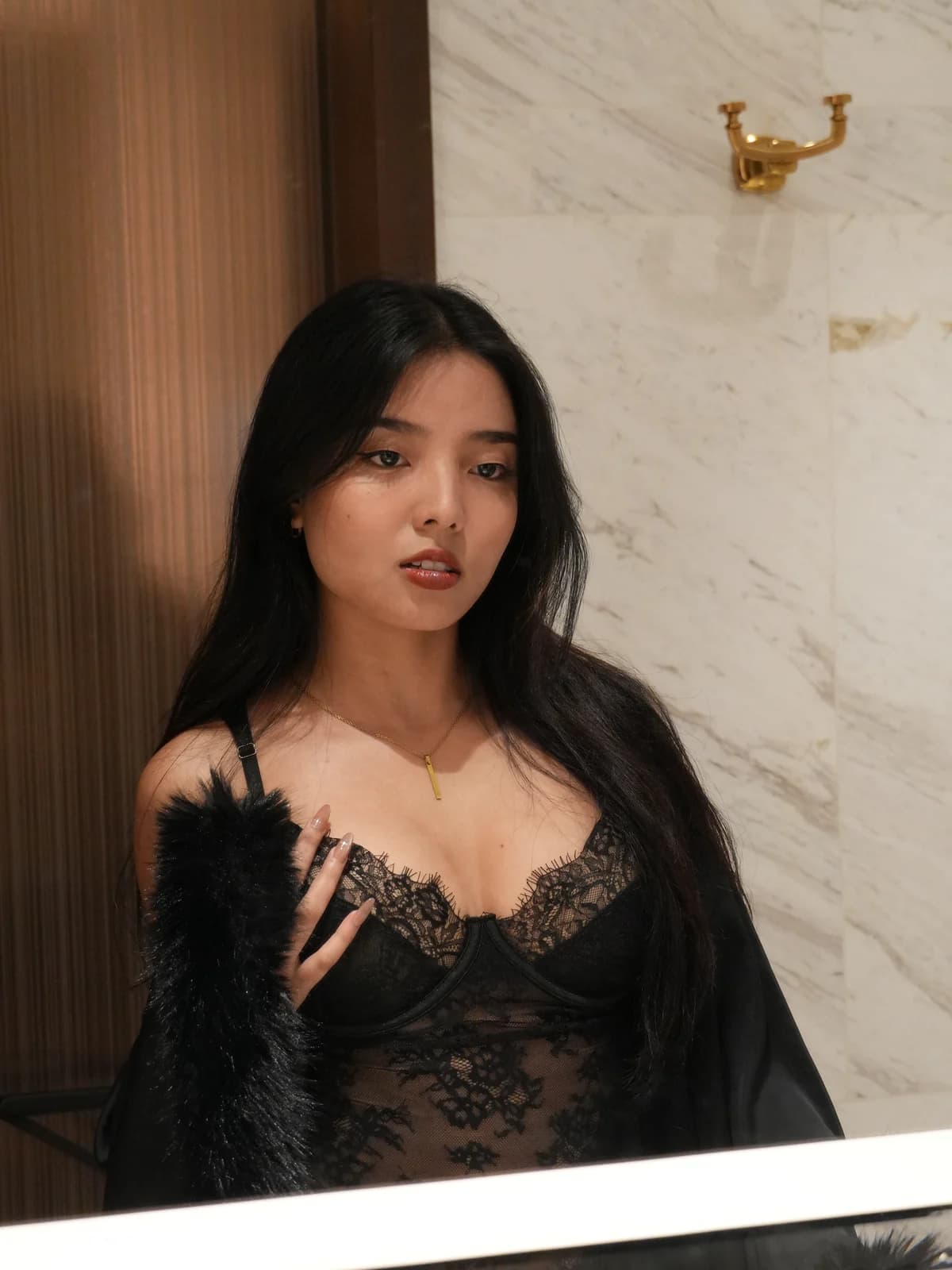 Merchant campaign preview detail: black lace and scalloped trim